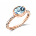 Anello in oro rosa con topazio azzurro sky (1,58 ct) e diamanti (0,18 ct) - mod. piccolo