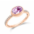 Anello in oro rosa con kunzite (1,90 ct) e diamanti (0,18 ct) - mod. piccolo