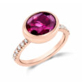 Anello in oro rosa con rodolite (3,06 ct) e diamanti (0,21 ct) - mod. medio