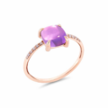 Anello in oro rosa con ametista viola e diamanti - mod. piccolo