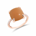 Anello in oro rosa con pietra di luna arancio e diamanti - mod. grande