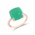 Anello in oro rosa con crisoprasio e diamanti - mod. grande