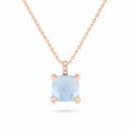 Girocollo in oro rosa con topazio blu sky e diamanti - mod. medio