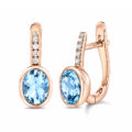 Orecchini in oro rosa con topazi azzurro sky (2,99 ct) e diamanti (0,09 ct)