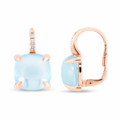 Orecchini in oro rosa con topazi blu sky e diamanti - mod. medio