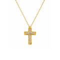 Girocollo in oro giallo e croce con diamanti (0,05 ct)