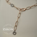 Collana Chantecler catena maglie ovali in oro rosa e oro bianco con diamanti (ct 0,20)